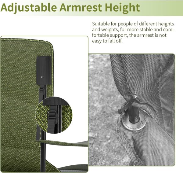 Heavy Duty Folding Chair 500LB Capacity, Oversized Camping Chairs with Cup Holder, Cooler Bag & Storage Pouch, Double-Layer Fabric, Outdoor Chairs for Sports, Lawn Chairs (2, Black Green, Extra Large) - Image 6