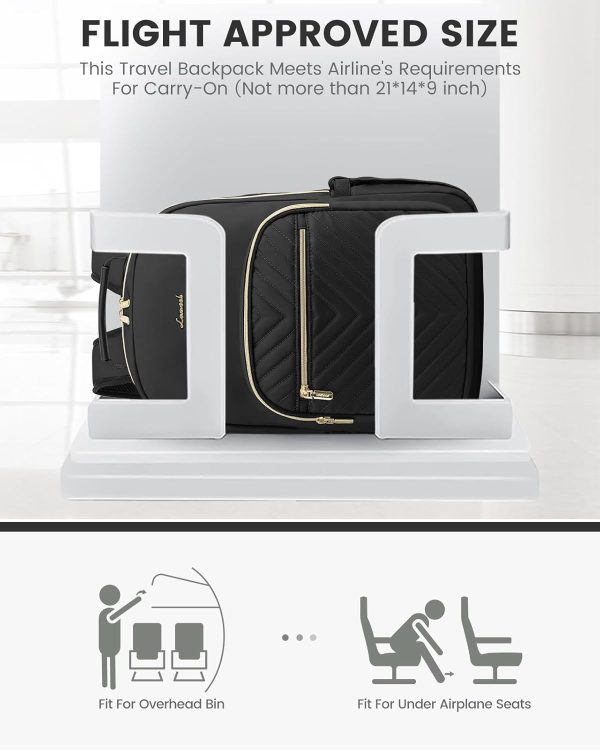 LOVEVOOK Laptop Backpack Purse for Women, Work Travel Computer Bags, College School Backpack for Student Girl, Quilted Casual Daypack with USB Port, Fit 15.6 Inch Laptop, Black - Image 8