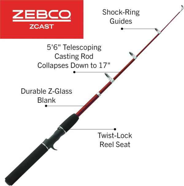 Zebco Z-Cast Casting Fishing Rod, - Image 2